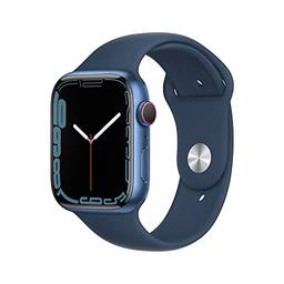 Apple Watch Series 7 (GPS + Cellular), Caixa em alumínio azul de 45 mm com Pulseira esportiva azul abissal