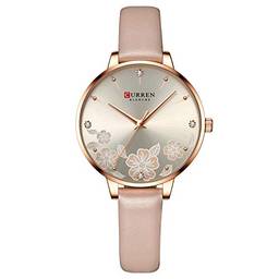 Romacci Relógio feminino de quartzo, moda feminina, relógio de pulso analógico 3ATM à prova d'água para mulheres com pulseira de couro