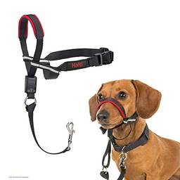 The of Animals H001 Halti Head Collar, ajustável Head Halter Collar para cães, colarinho de cabeça para parar de puxar para cães pequenos, preto/vermelho