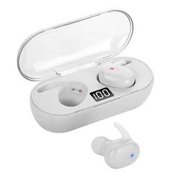 Fones de ouvido sem fio TWS Bluetooth 5.0 Fones de ouvido com controle de toque estéreo Fone de ouvido esportivo à prova d'água para smartphone (Branco)