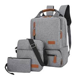 Pacote de laptop,KKcare peças conjunto de mochila feminina masculina portátil mochila bolsa de ombro pequeno bolso para viagem escola trabalho de negócios faculdade cabe até 14,5 polegadas