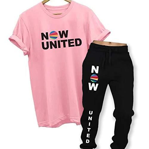 Conjunto Camiseta Now United + Calça Moletom Now United Integrantes (P, Rosa)