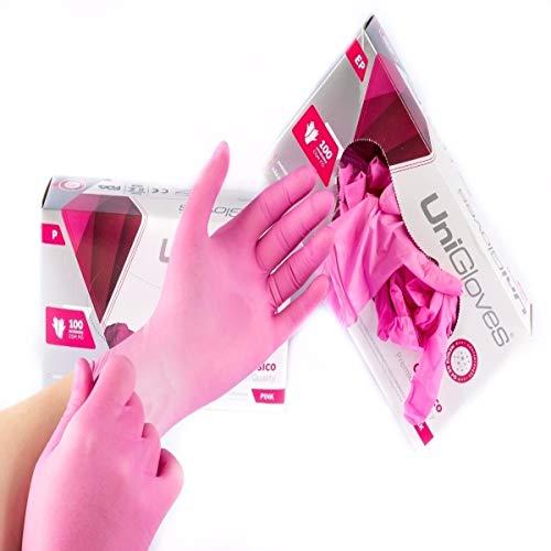 Luva Látex Descartável Rosa Pink Unigloves Com Pó Caixa Com 100 Original 50 pares para procedimento cartucho (G - GRANDE)