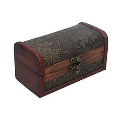 Baú de madeira BESPORTBLE, caixa de joias de recordação, organizador de comestíveis, caixa decorativa de madeira recipiente vintage (laranja)