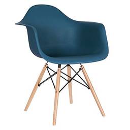 Cadeira Eames Daw - Azul petróleo - Madeira clara