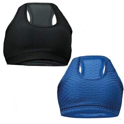Kit 2 Top Bolha Plus Size Suplex LegBrasil Fitness Alta Compressão (preto-azul, G3)