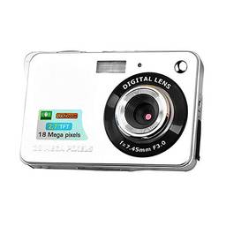 Câmera digital mini câmera de bolso 18MP 2,7 polegadas tela LCD 8x zoom captura de sorriso anti-vibração com bateria prata
