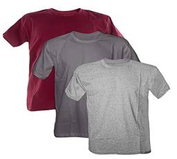 Kit 3 Camisetas PLUS SIZE 100% Algodão (Vinho, Chumbo, Mescla, EXG)