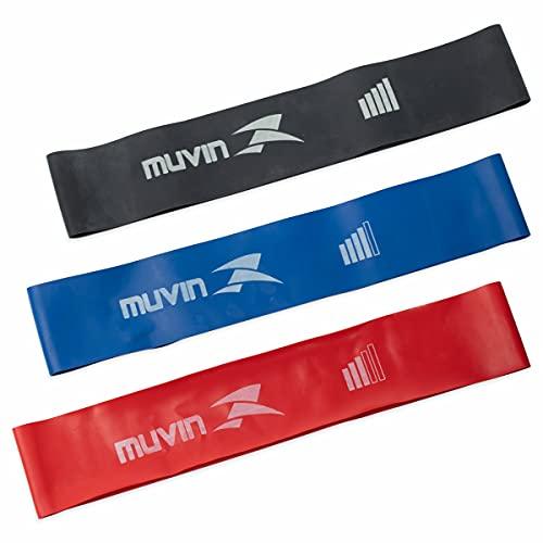 Kit Mini Band Muvin - Faixas Elásticas Circulares Com 3 Tensões - Diferentes Intensidades de Resistência - Elásticos Para Musculação - Exercícios - Força - Treino Funcional - Academia - Ginástica