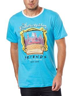 Camiseta Friends Sofá, Piticas, Adulto Unissex, Azul, G