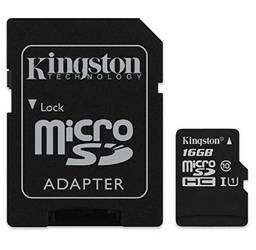 Cartão de Memória Canvas Select microSD 16GB, Kingston, Preto