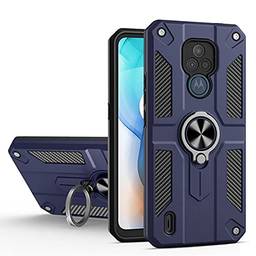 SHUNDA Capa projetada para Motorola Moto E7, proteção contra quedas de nível militar, capa protetora para celular, suporte de anel para carro, capa amortecedora à prova de choque para Motorola Moto E7 de 6,5 polegadas - Azul royal