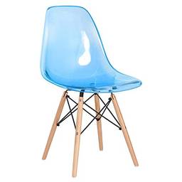 Cadeira Eames DSW - Azul translúcido - Madeira clara