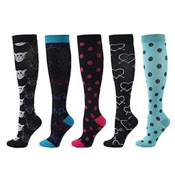 Tomshin 5 pares de meias de compressão para homens e mulheres meias esportivas profissionais.