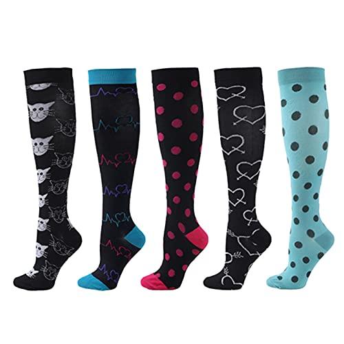 Tomshin 5 pares de meias de compressão para homens e mulheres meias esportivas profissionais.