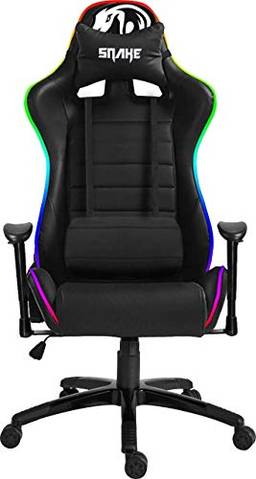 Cadeira Gamer Coral Snake Gaming Reclinável RGB - LED, Preto com LED