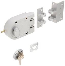 Guard Security Fechadura de porta resistente à prova de Jimmy, prata, cilindro único com entrada de chave #44861