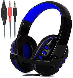 Headset Gamer Estéreo Super Bass Hd com Microfone para Pc Notebook Mac (Azul)
