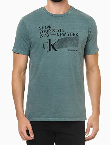 Camiseta Regular silk, Calvin Klein, Masculino, Verde, GG