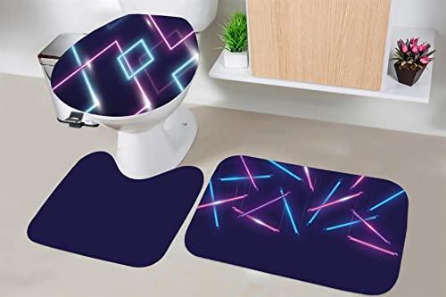 Jogo de Tapete Para Banheiro 3 Peças - Estampa digital (Neon Lights)