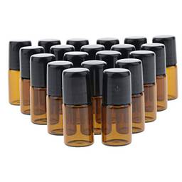 Almencla 20 frascos de vidro portáteis vazios para perfumes de óleos essenciais Garrafa Dispensadora de Óleo Essencial Mini Garrafa de Vidro Roll-On de Óleo Essencial - Âmbar3 ml