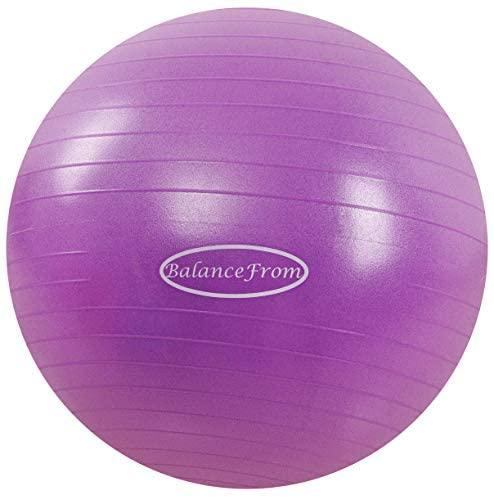 Bola de exercício antiestouro e antiderrapante BalanceFrom bola de ioga bola fitness bola de parto com bomba rápida, capacidade de 900 kg (38-45 cm, P, roxa)