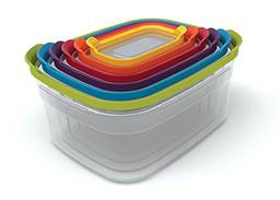Joseph Joseph Conjunto de recipientes de plástico para armazenamento de alimentos com tampas herméticas seguras para micro-ondas, 12 peças, multicolorido