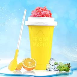 Slushy Cup Slushie Cup, Quick Frozen Magic Squeeze Cup, Dupla Camada Squeeze Slushy Maker Cup, Para o fabricante de sorvete caseiro de milk-shake de verão (Amarelo)