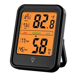 Romacci Higrômetro digital termômetro medidor de temperatura e umidade interna Medidor de monitor com display LCD para quarto de casa e escritório com efeito de estufa