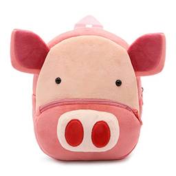 Mochila de criança linda mochila de pelúcia animal cartoon mini bolsa de viagem para meninas meninos de 2 a 6 anos (pig)
