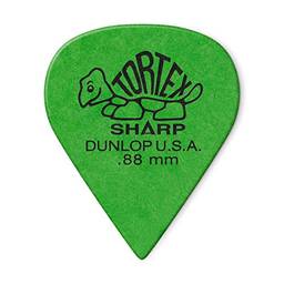 Palheta Dunlop 412P.88 Tortex® Sharp, verde, 0,88 mm, pacote com 12