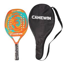 SIKAI CASE Raquete de tênis de praia, raquete de tênis de praia profissional de fibra de carbono, rosto EVA macio, equipamento unissex com bolsa de raquete de tênis (laranja)