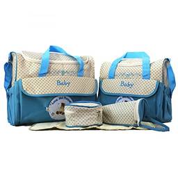 NUTOT kit mala maternidade,menino menina,kit bebe,Incluindo almofada de urina, bolsa de garrafa, lancheira, bolsa de ombro, bolsa, conjunto de cinco peças,Grande capacidade e multifuncional (azul claro)