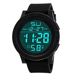 Hemobllo 1 relógio digital de LED, relógio esportivo multifunções à prova d'água para homens e mulheres (preto)