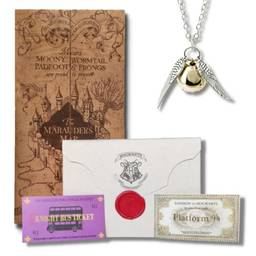 Kit Harry Potter - Mapa do Maroto, Carta Hogwarts e Colar Pomo de Ouro