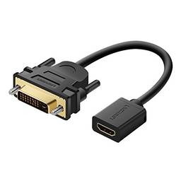 Cabo adaptador DVI para HDMI UGREEN DVI bidirecional DVI-D 24+1 macho para HDMI fêmea conversor de vídeo suporta 1080p compatível com Raspberry Pi, TV Box, TV Stick, placa gráfica, Wii U, laptop e mais