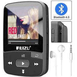 Mini MP3 Player RUIZU X50 8GB Bluetooth Clip Academia Esportes Fitness Corrida Pedômetro Rádio FM Fone de Ouvido - PRETO