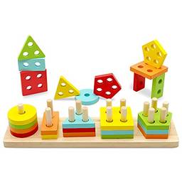 Brinquedos Montessori para 1 2 3 4 anos de idade menino menina, ZYLR sensorial de madeira classificação e empilhamento de brinquedos para crianças de 1 a 3 anos, brinquedo educacional de aprendizagem