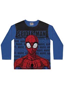 Camiseta Avulsa Manga Longa Spider Man, Fakini, Meninos, Azul Escuro, 4