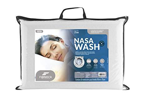 Travesseiro regulável Nasa wash – lavável em máquina – p/fronhas 50x70cm – Fibrasca, BRANCO