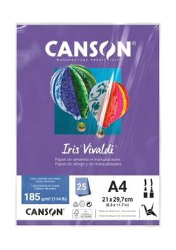 CANSON Iris Vivaldi, Papel Colorido A4 em Pacote de 25 Folhas Soltas, Gramatura 185 g/m², Cor Violeta (18)