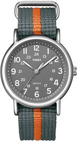 Timex Relógio unissex T2N649 Weekender, cinza/laranja