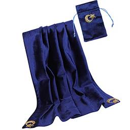 Almencla Altar Card Pano Toalha de Astrologia Cartas de adivinhação Toalha de Tapeçaria com bolsa, Azul escuro