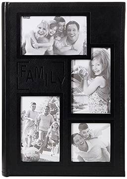 Álbum de fotos Pioneer Photo Albums, Colagem em relevo "Família", costurado em couro sintético, 300 bolsos, preto