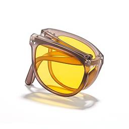 Cyxus Óculos de Sol Dobráveis para Mulheres/Homens, Oculos Dobráveis com Proteção UV de Lente Polarizada Armação TR90 Ultraleves (3-Lentes amarelas com armação cinza fosco)