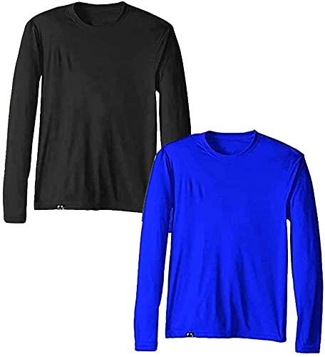 KIT 2 Camisetas UV Protection Masculina UV50+ Tecido Ice Dry Fit Secagem Rápida – M Royal - Preto