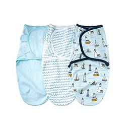 JJone SU3007 3pcs baby swaddle wrap cobertor macio de algodão infantil dormir com padrão bonito de navios oceano para recém-nascidos meninos meninas