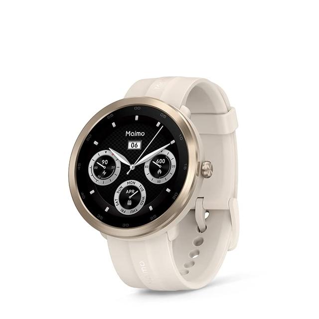 Relógio Maimo R Pulseira 7 Cores Tela de 1,3" Aço Inoxidável Oxigênio Sangue Fitness Rastreador de Sono 115 Modo Exercício Smartwatch (Gold)