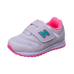 Tenis Infantil Feminino Calce Facil Bebê - AS163 Cor:Cinza Gelo - Pink;Tamanho:21