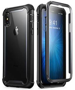 i-Blason Capa para iPhone X 2017/iPhone Xs 2018, capa amortecedora transparente resistente de corpo inteiro Ares com protetor de tela integrado (preto)